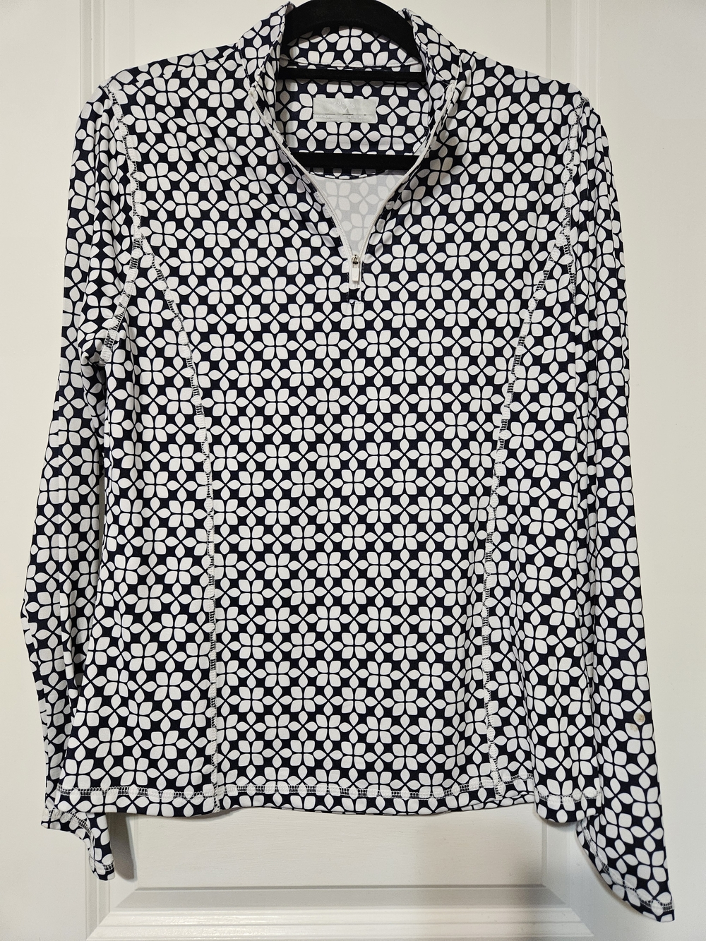 Callaway Navy and White Floral Geo Quarter-Zip Pullover